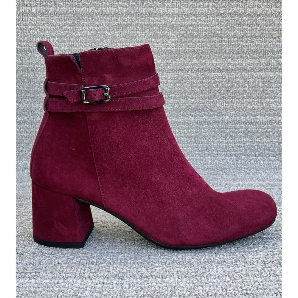 PAUL GREEN Sydney Buckle Suede Bootie Merlot (Burgundy) Women's Size 6 US NEW